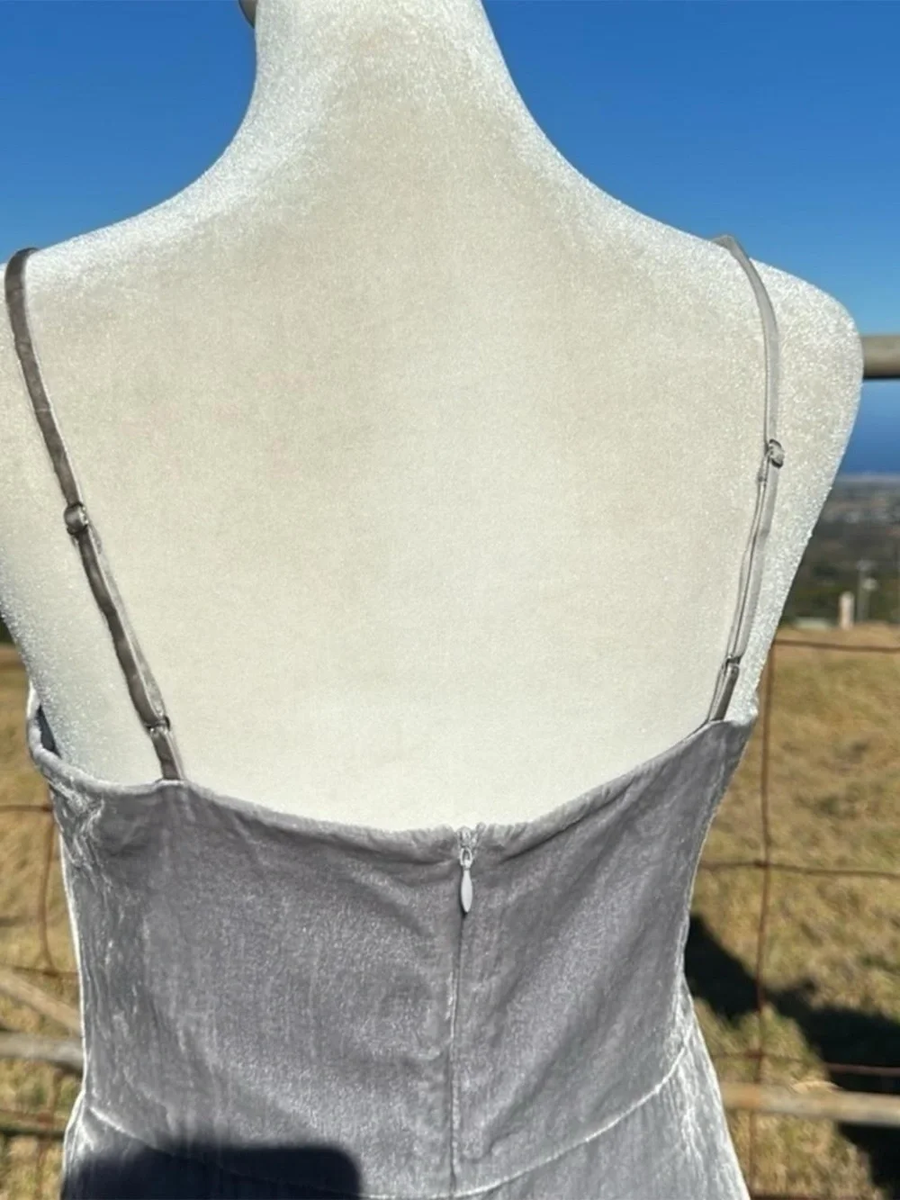 LE SUPERBE Gray Rushed Crushed velvet cami
